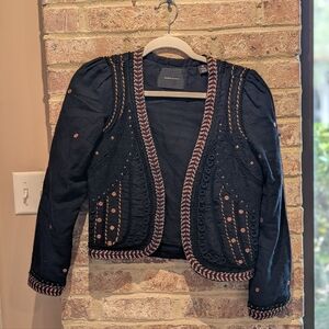 Maison Scotch Black Jacket with Copper Trim and Mirror Details